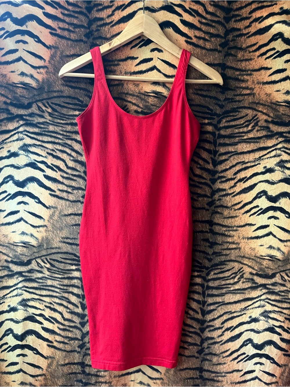 American Apparel Red Tank Midi Bodycon Dress